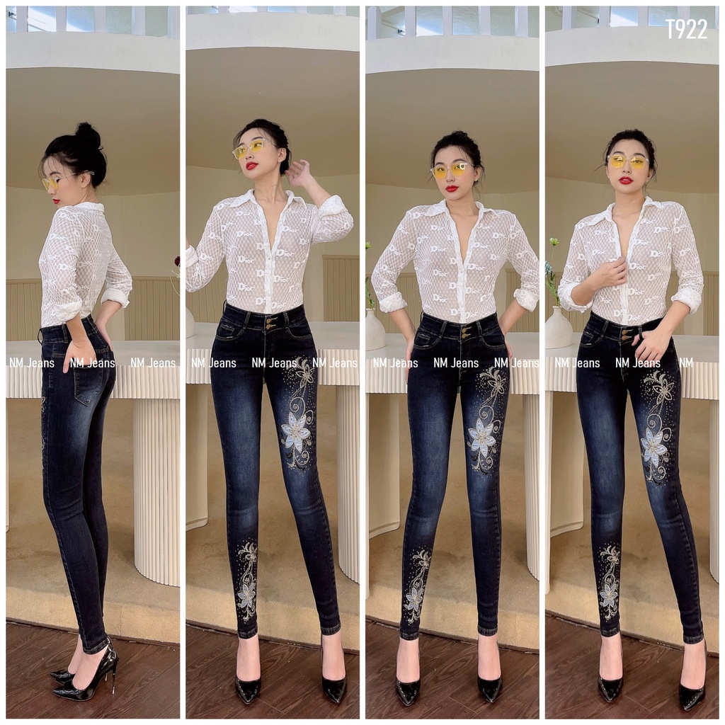 Quần jean Zada T922 thêu hoa ly đính đá