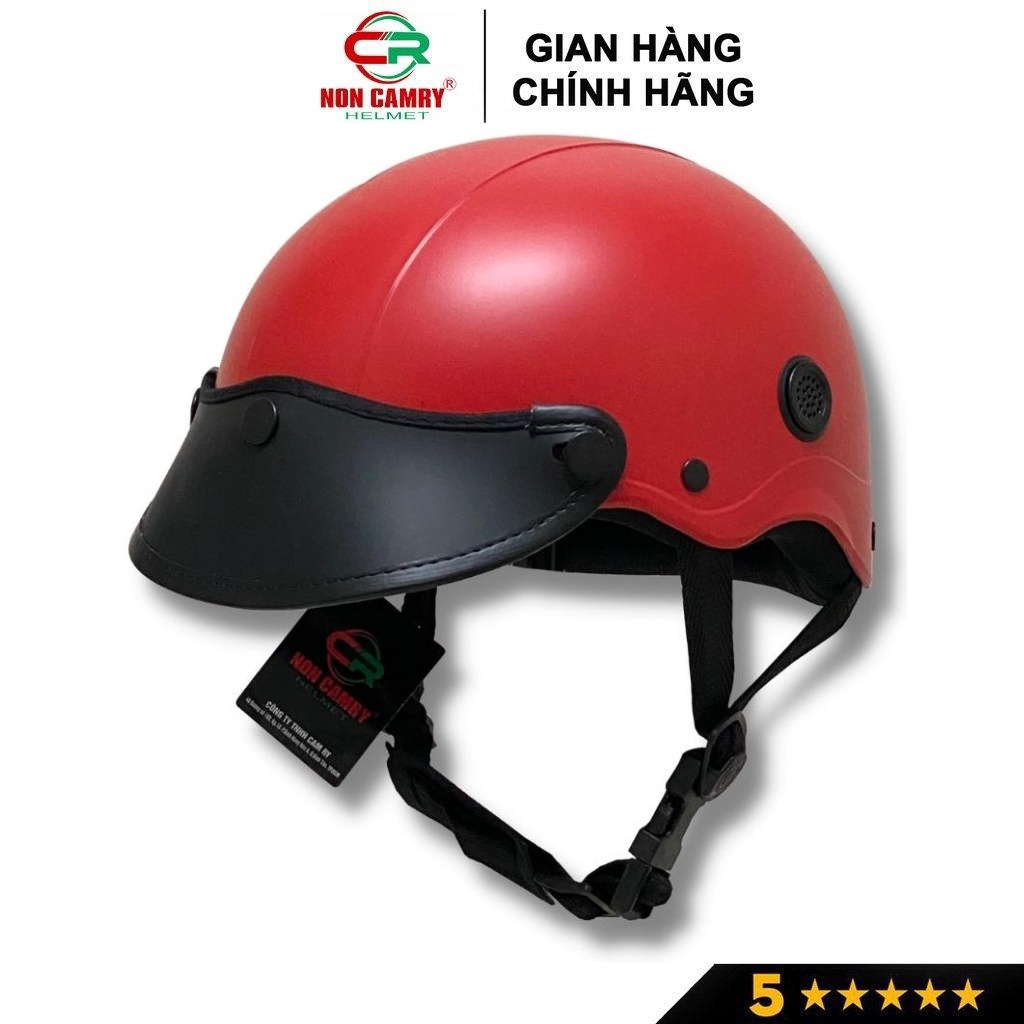 Mũ bảo hiểm nửa đầu thời trang NON CAMRY, màu đỏ năng động, trẻ trung, kiểu dáng nón sơn Freesize (vòng đầu 55-59cm)