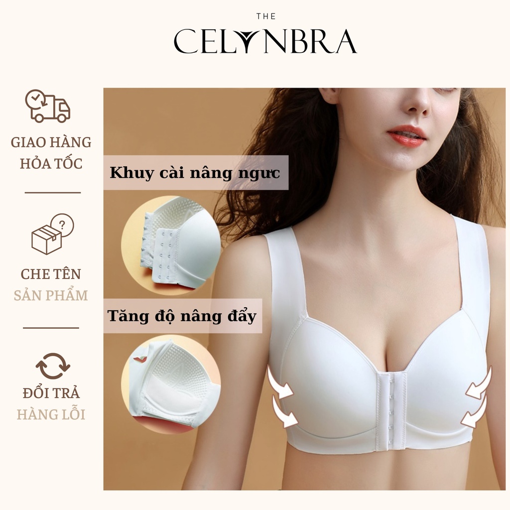 Áo ngực cài trước không gọng nâng ngực tạo khe , áo ngực bản lưng to THE CELYNBRA - AL47