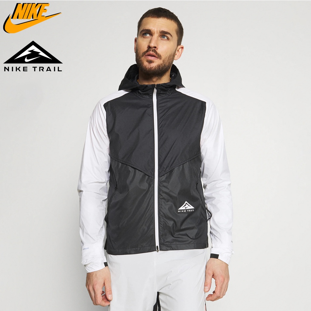 NIKE - Áo khoác thể thao nam nữ Nike Windrunner Men's Trail Running Jacket - Đen x Trắng