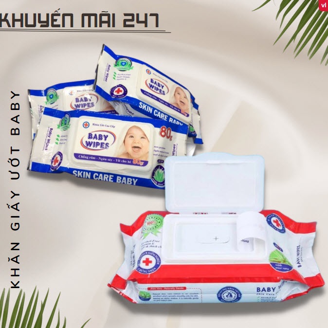 Gói 80 KHĂN GIẤY ƯỚT BABY WIPES- khăn ướt cho bé