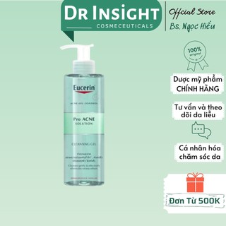 Sữa rửa mặt cho da dầu mụn eucerin pro acne solution cleansing gel 200ml và 400ml - chính hãng - dr insight