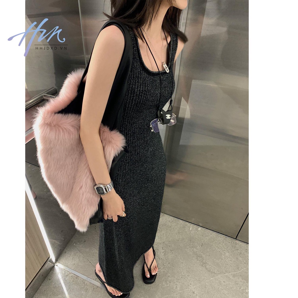 Đầm Hai Dây Dệt Kim Dáng Dài Thời Trang Mùa Xuân Dành Cho Nữ