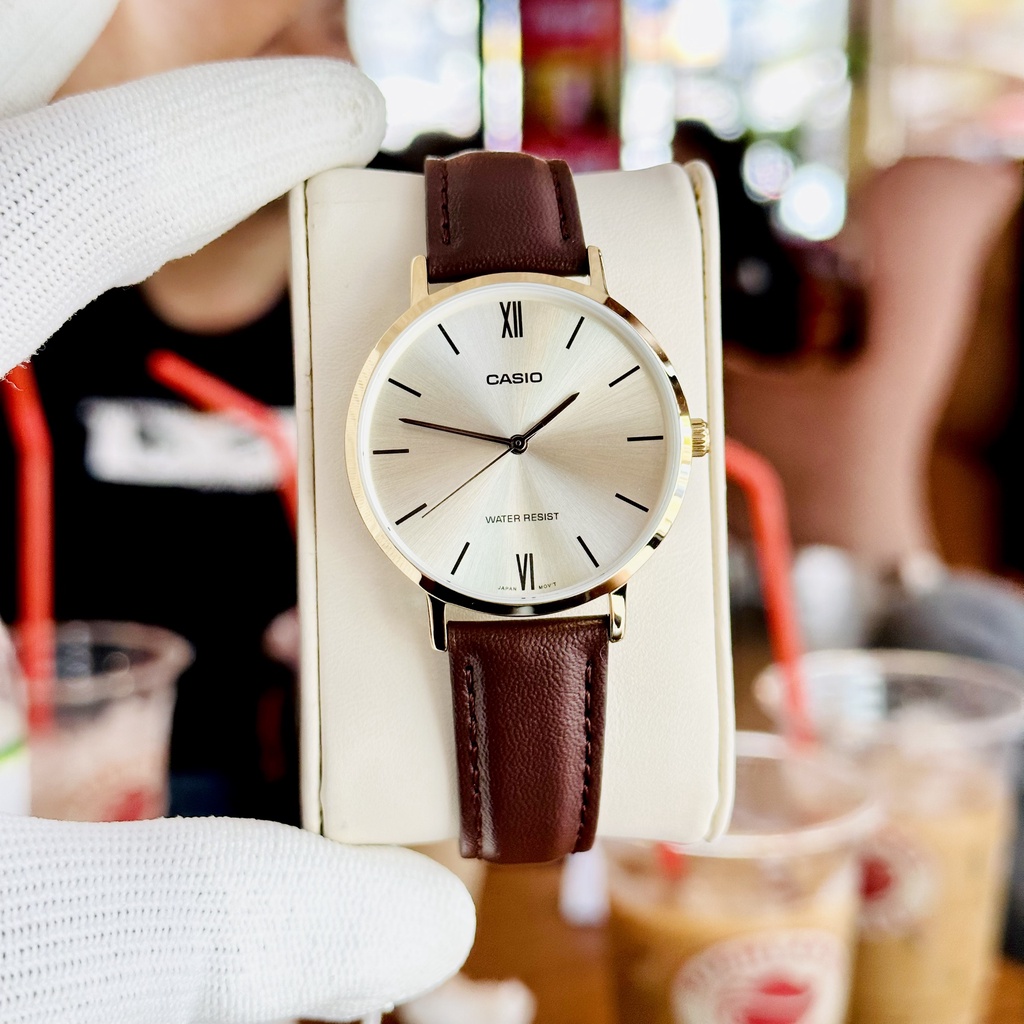 Đồng hồ nữ dây da Casio LTP VT01GL 9B