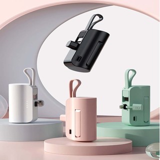 Pin Sạc Dự Phòng Mini 5000mah 5000 Mah Cute Tiện Lợi Cầm Tay Cho Điện Thoại Xiaomi Nhỏ Gọn Type C Có Dây Sạc Giá Rẻ