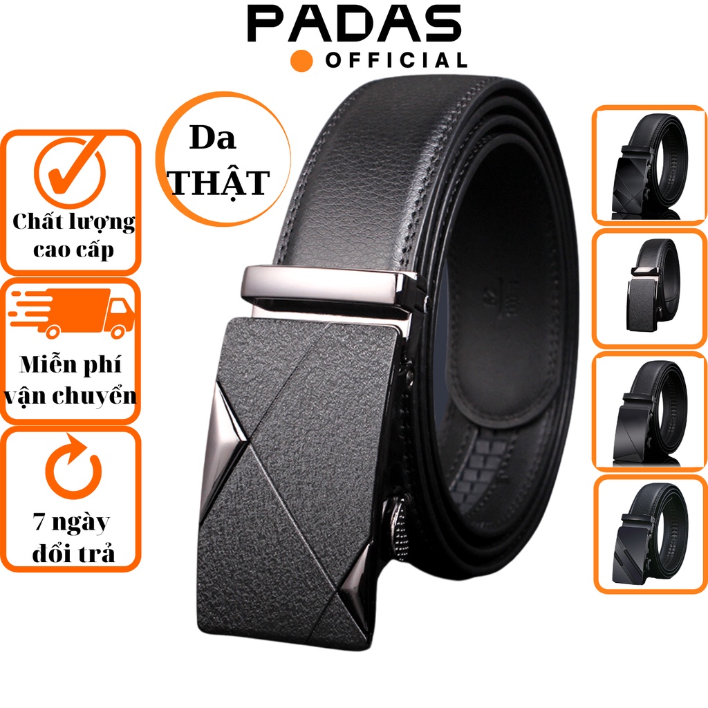 Thắt lưng nam cao cấp dây nịt nam PADAS dây lưng nam da bò thật 2 lớp khoá tự động