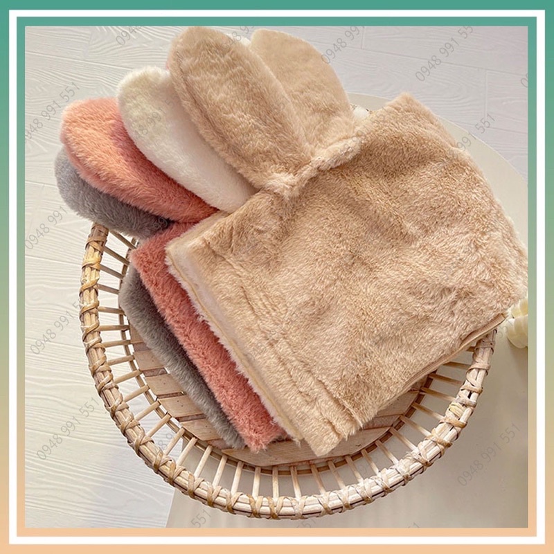 Vải lông mịn tai thỏ bó hoa phong cách hàn quốc hiện đại, xinh xắn