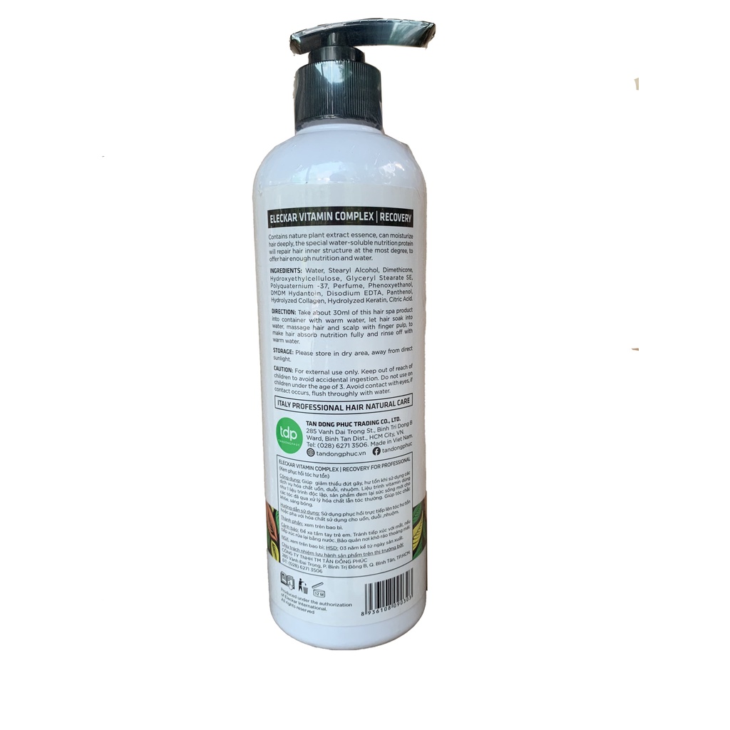 Kem phục hồi tóc hư tổn Eleckar Recovery 500ml