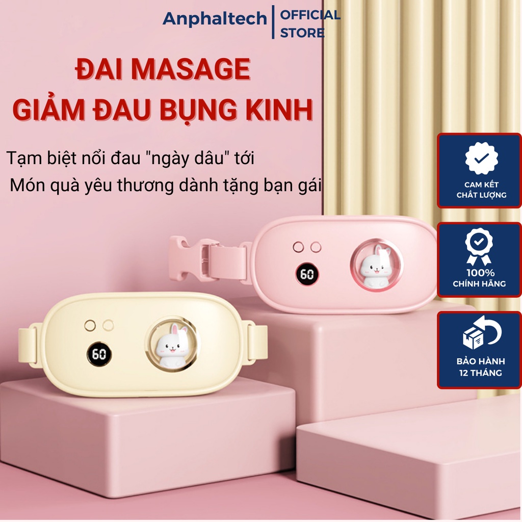 Máy Massage Bụng Kinh GS006, Đai Chườm Nóng Matxa Giảm Đau Bụng Kinh