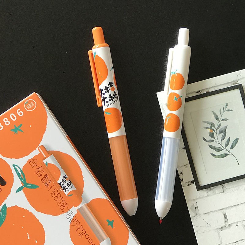 Bút Gel MG H3806 Ngòi 0.5mm Mực Đen Hoạ Tiết Quả Cam Xinh Xắn