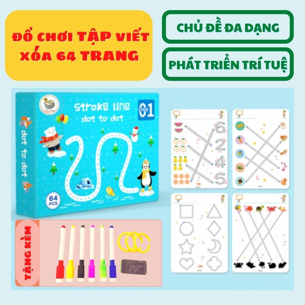 Tập Tô Vẽ Thông Minh Xoá Được Bomocshop Đồ Chơi Montessori Giáo Dục Sớm Cho Bé Tặng Kèm 6 Bút Và Mút Xoá