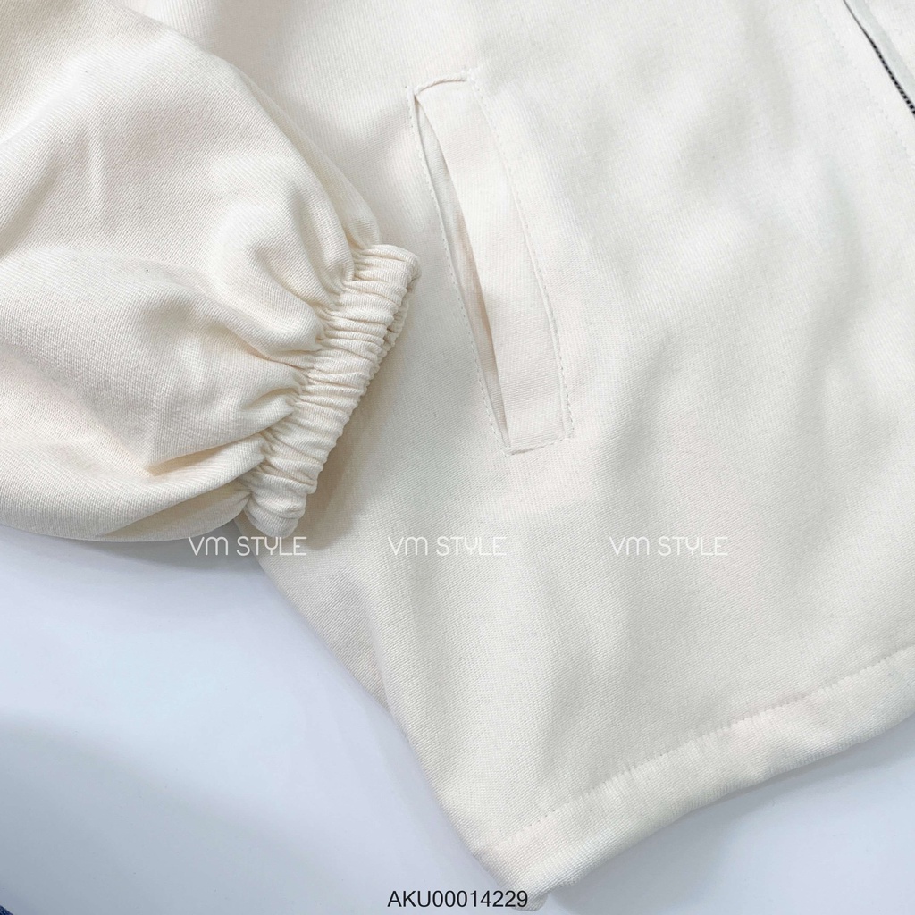 Áo khoác nhung tăm nữ VMSTYLE 2 lớp form rộng rút gấu phối nón chống nắng freesize - AKU00014 | BigBuy360 - bigbuy360.vn