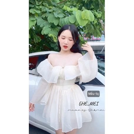 Váy nữ tơ trễ vai công chúa
