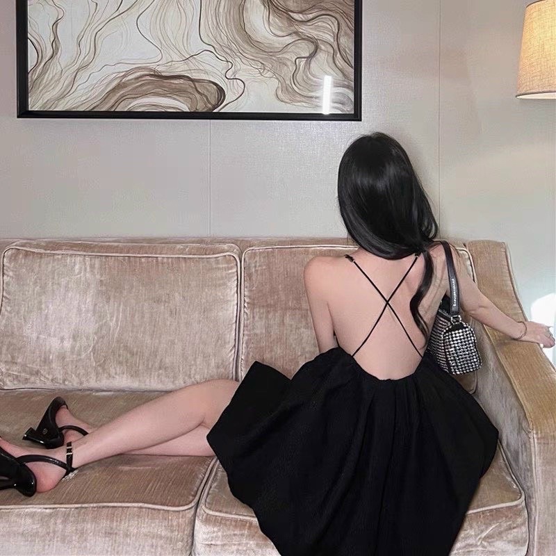 Đầm Xoè Hai Dây Dáng Bí Hở Lưng Kèm Ảnh Thật CC0050