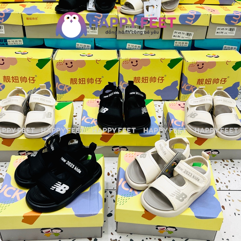 Dép quai hậu bé trai, xăng đan quai dán trẻ em cho bé 2-4 tuổi- Happy Feet No8103