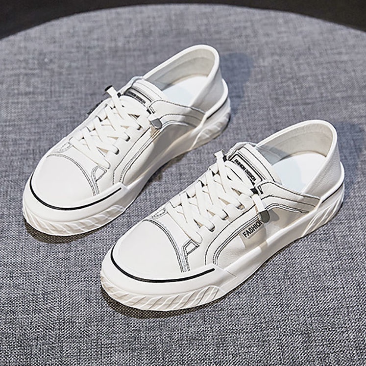 Giày Thể Thao Đế Bằng Màu Trắng Thời Trang Xuân Thu Hàng Mới 2023 Dành Cho Bạn Nữ