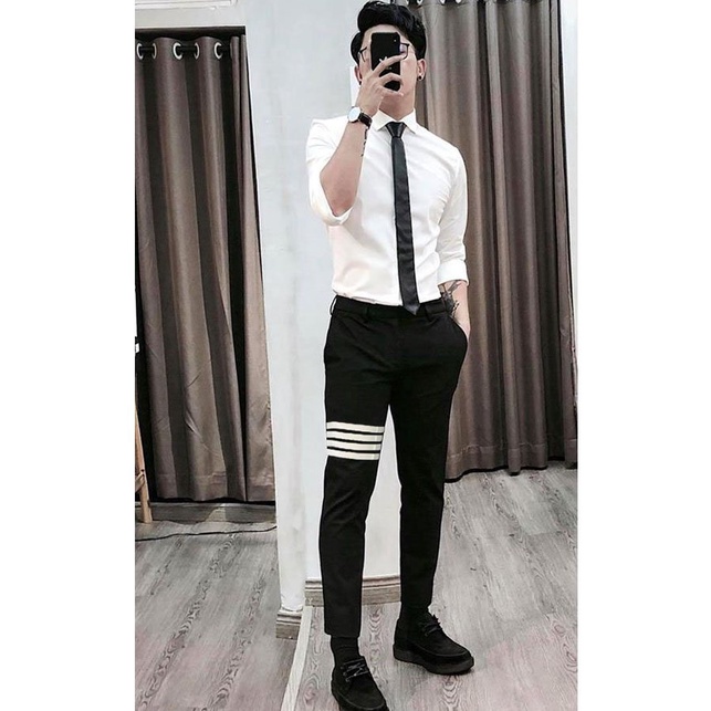 Quần Dài Nam Đen Trơn Dáng Vừa Ống Côn Chất Mịn Đẹp Vintage Co Giãn 4 Chiều Thông Hơi Thoáng Khí