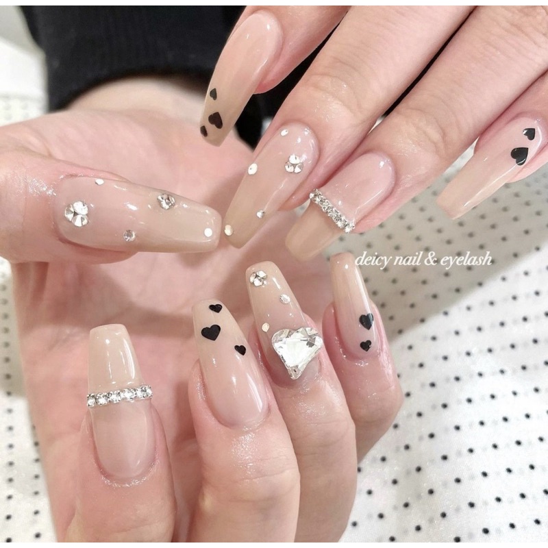Set Charm 10 tim đính móng Siêu sáng
