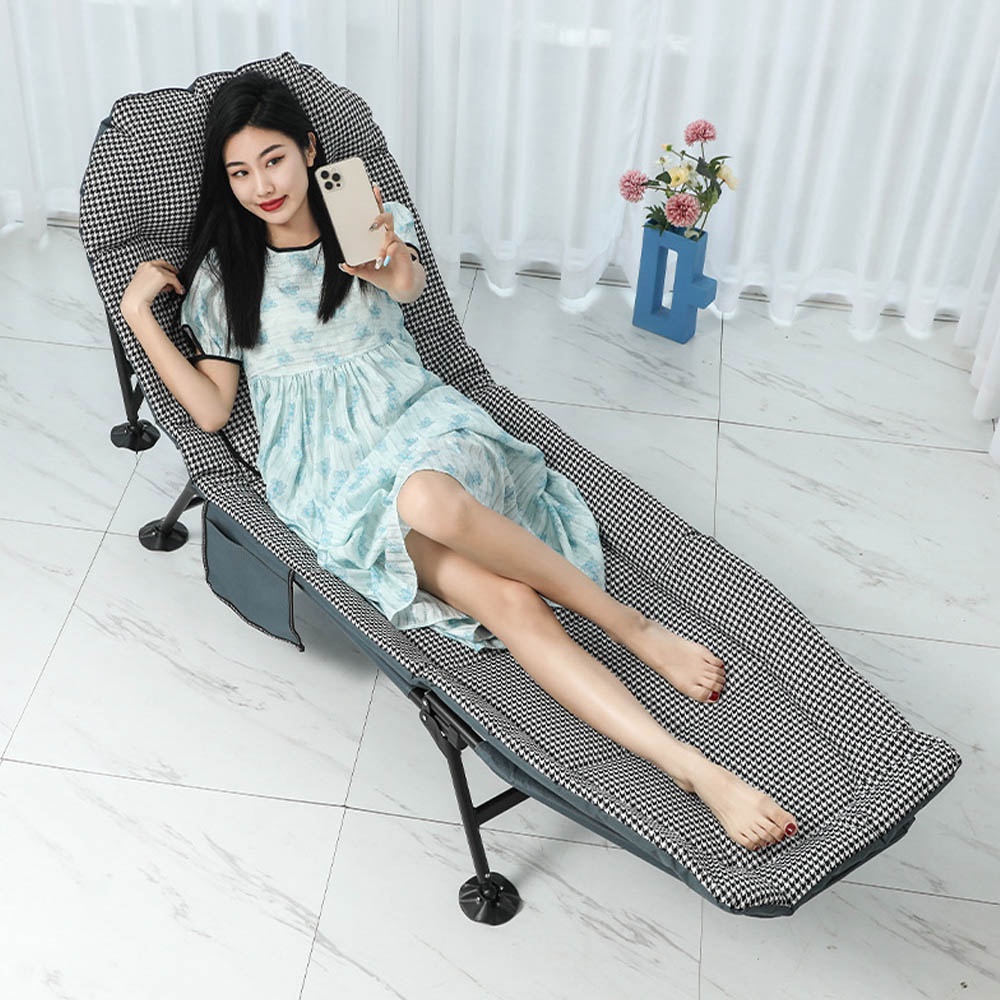 Giường Xếp Gấp Gọn Tựa Đầu Ngả Tiện Lợi Khung Hợp Kim Phủ Sơn Tĩnh Điện Chân Chống Trơn Trượt PEHOUSE