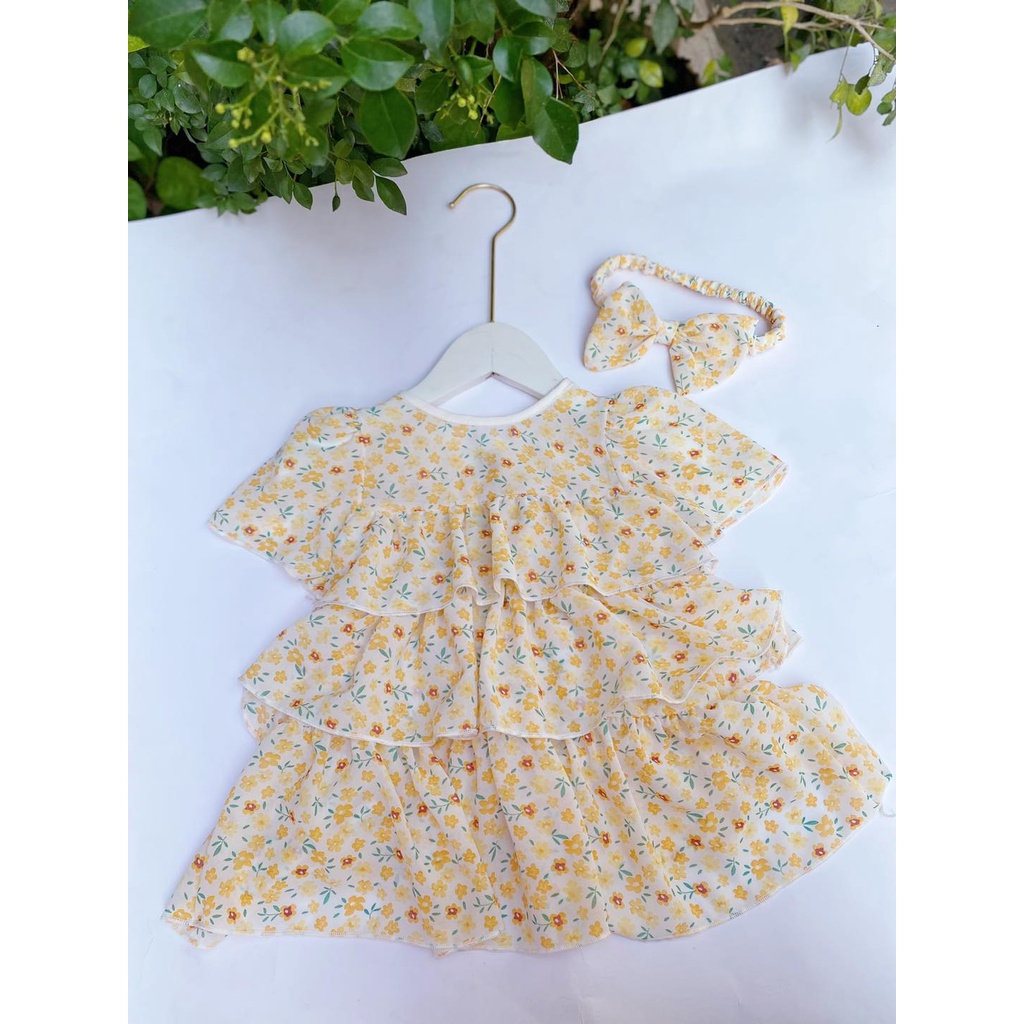 Váy tầng công chúa cho bé gái,Váy bé gái babydoll chất liệu đũi gân cao cấp cho bé size 6-18kg