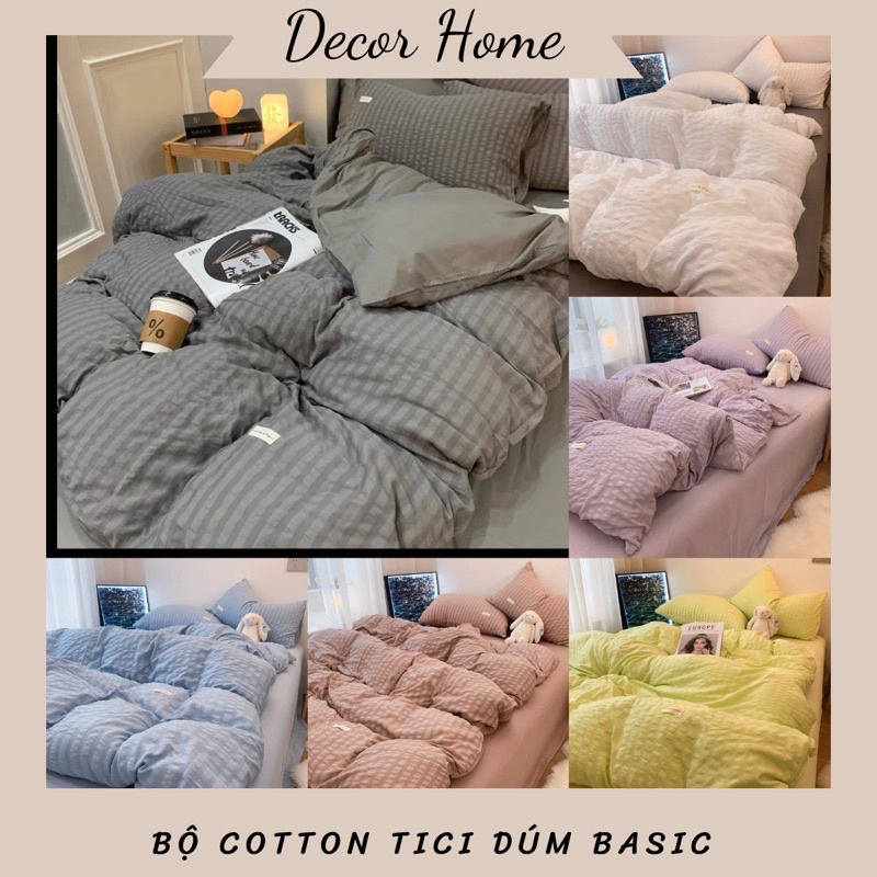Bộ ga gối và vỏ chăn Cotton Tici Dúm Kẻ Sọc Decor Home
