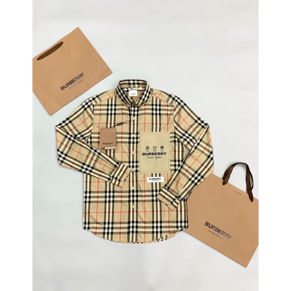 Áo sơ mi Burberry cotton poplin cổ điển phối bo tay và cổ Hot 2023 | BigBuy360 - bigbuy360.vn