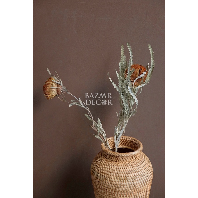 Bó hoa khô Banskia quả tròn mini nhập khẩu Nam Phi 40cm