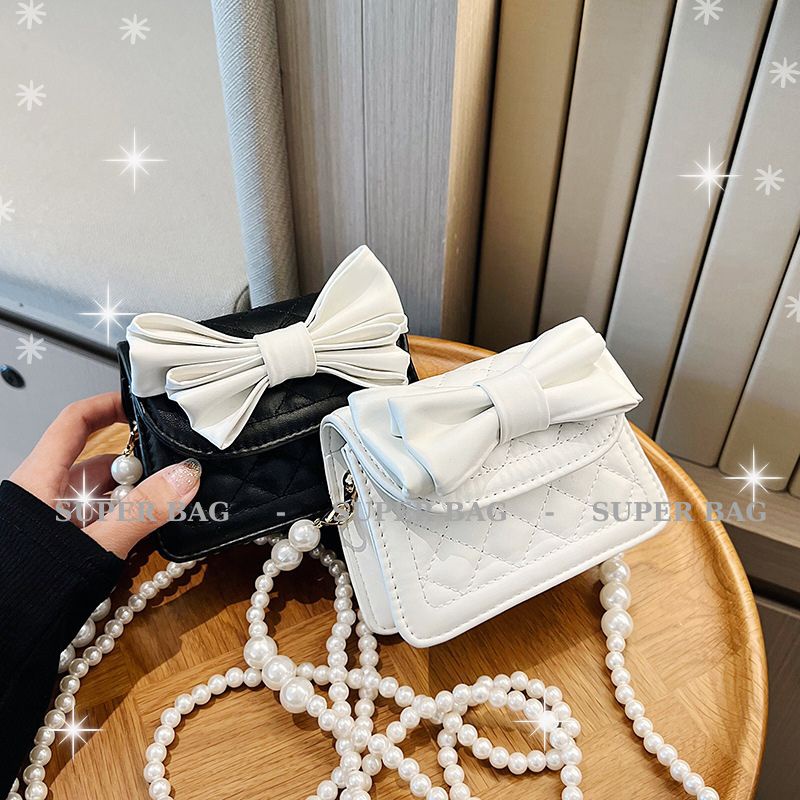 Túi Đeo Chéo Nữ Đẹp 2 Size, Túi Đeo Vai Đính Nơ Quai Ngọc Hottrend 100