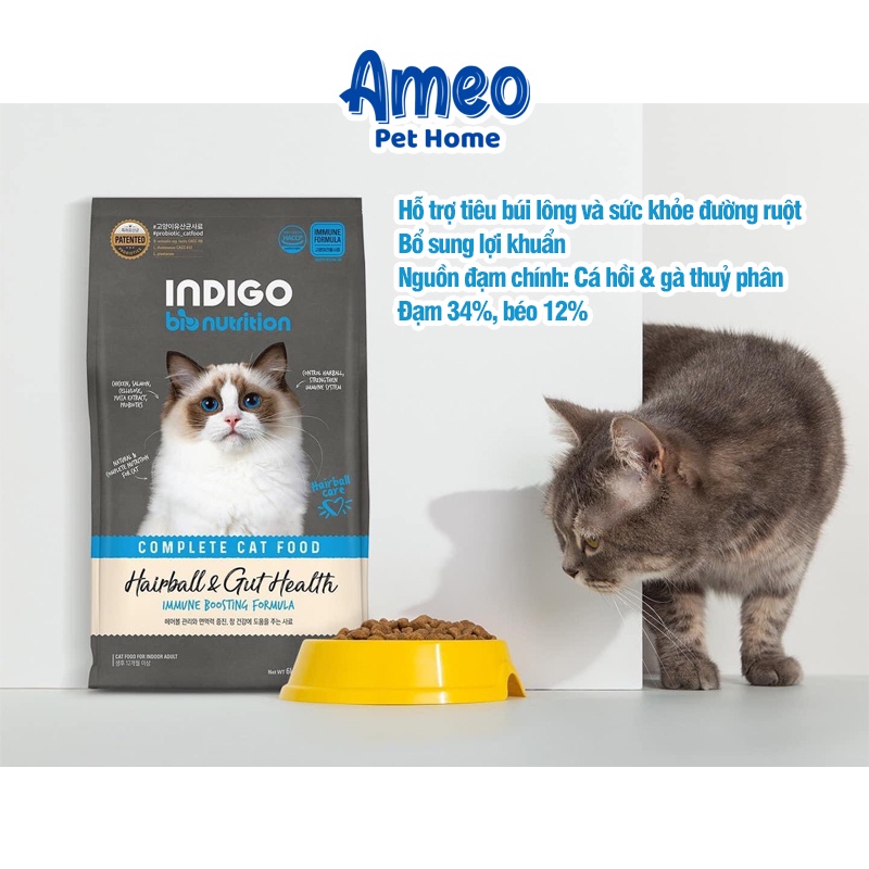 Hạt hữu cơ mèo INDIGO BIONUTRITION hairball, urinary, kitten - thức ăn mèo con INDIGO tiêu lông,tiết niệu,thận