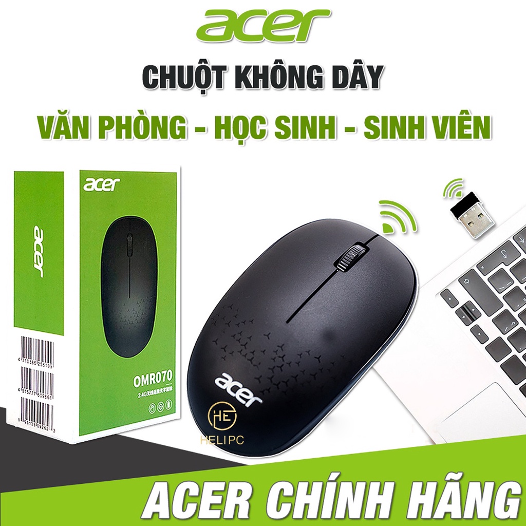 Chuột không dây Laptop Acer chính hãng cao cấp - Chuột không dây Wireless văn phòng chính hãng Acer HeliPC