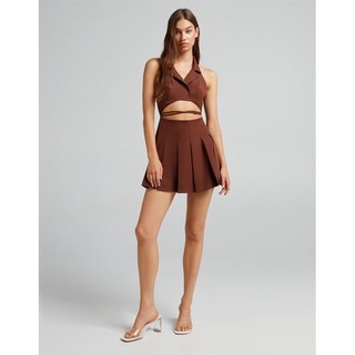 Set đầm liền/áo cổ vest + váy tennis Bershka (new)
