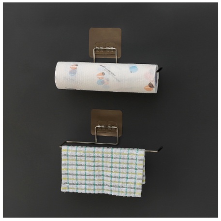 Giá Inox Dán Tường Treo Cuộn Giấy Vệ Sinh, Khăn Lau Bếp, Khăn Tắm - Móc Inox Treo Đồ Dán Tường