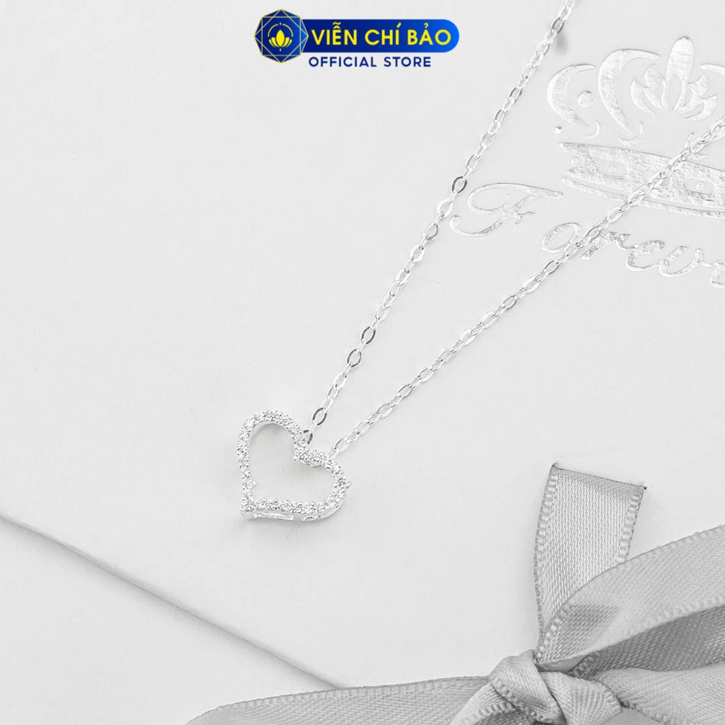Dây chuyền bạc nữ trái tim đính đá chất liệu bạc 925 thời trang phụ kiện trang sức Viễn Chí Bảo D400457