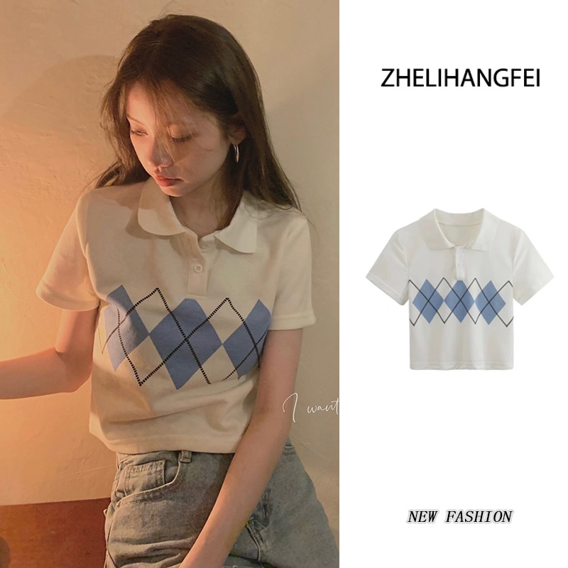 Áo thun croptop ZHELIHANGFEI phong cách cổ điển gợi cảm cho nữ