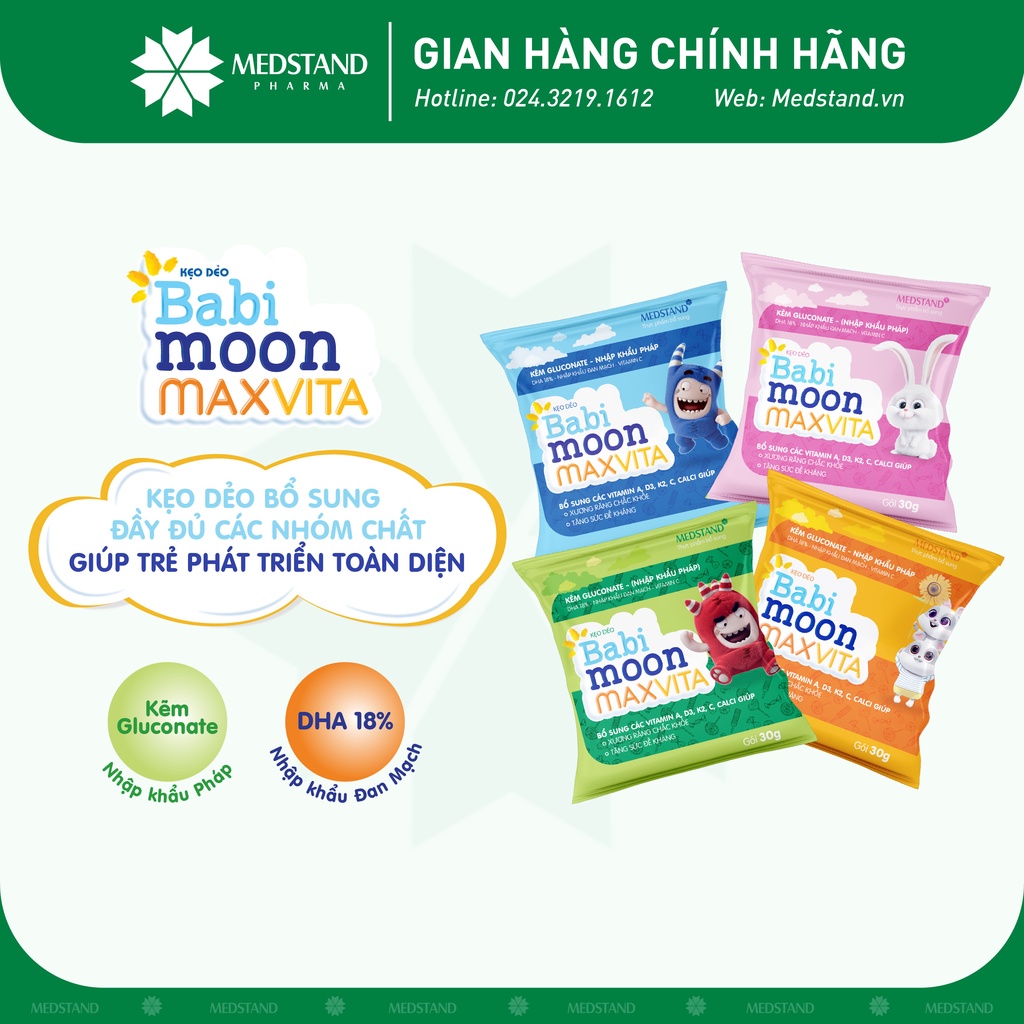 Kẹo dẻo bổ sung các vitamin và chất khoáng giúp trẻ phát triển toàn diện MEDSTAND Babimoon Maxvita (Dây 10 gói x 30g)