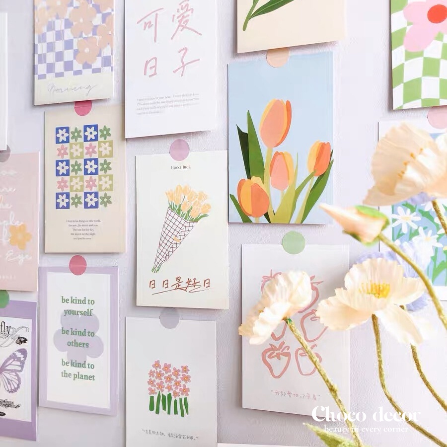 30 tấm tranh trang trí Cherry bomb, postcard decor phòng ngủ, phụ kiện chụp ảnh