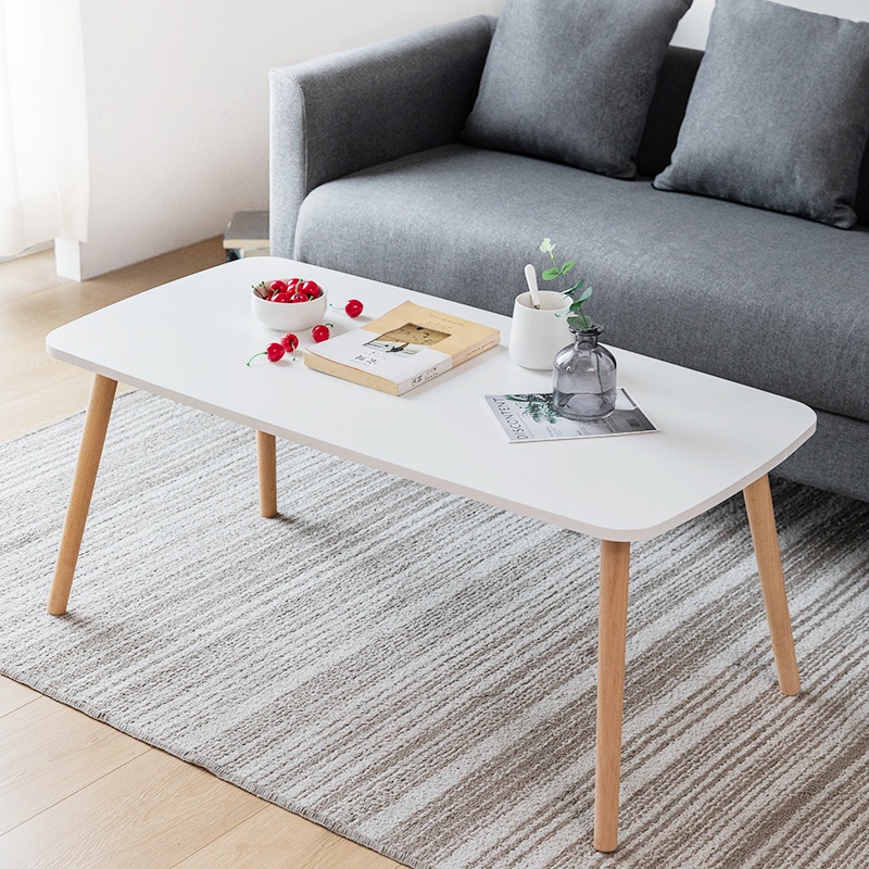 Bàn Trà Sofa Cafe Hình Chữ Nhật Mặt Bàn Bo Góc Chân Gỗ Tự Nhiên Cao30/40cm - BT02