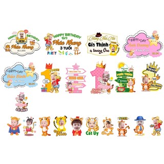 Combo Phụ kiện sinh nhật kèm chibi trang trí sinh nhật, đầy tháng để bàn bé trai gái_Thu Hiền