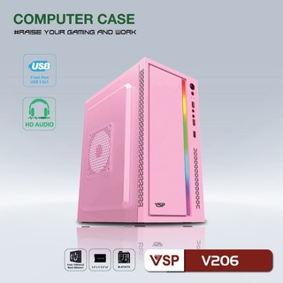 Vỏ Case máy tính VSP V206 LED RGB - USB 3.0 (Lô mới về) - còn màu đen / trắng