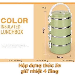 Hộp Đựng Cơm Cặp Lồng Cơm Giữ Nhiệt Inox 4 Tầng
