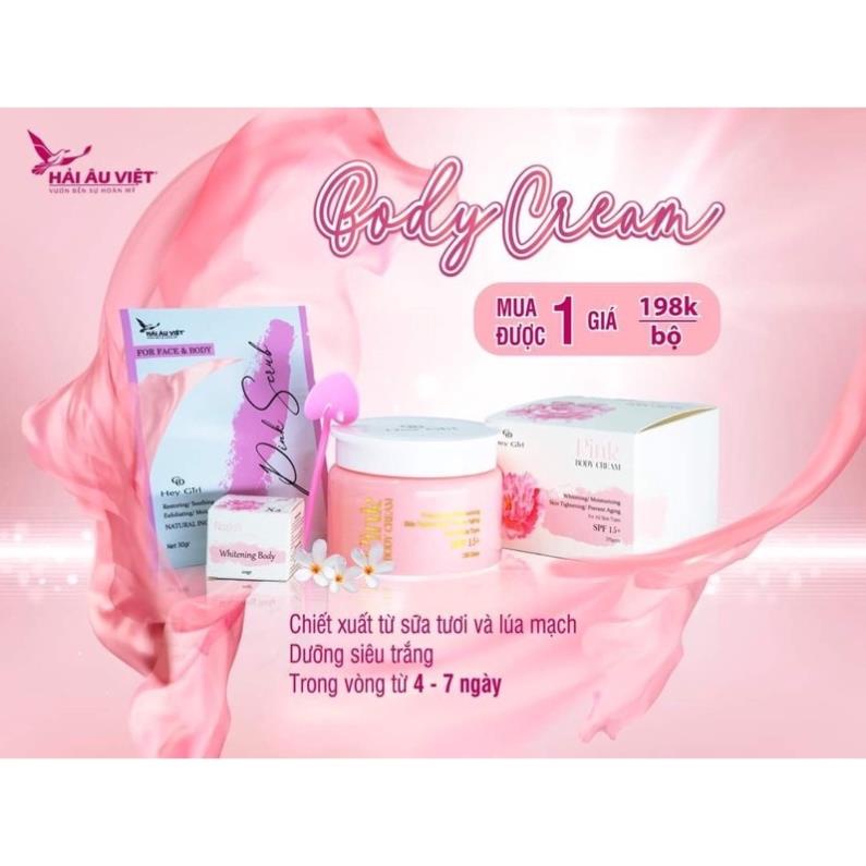 Kem body trắng da body pink hải âu việt- chông nắng, nâng tone, không bết dính- tặng kích trắng và tẩy tế bào chết- 250g