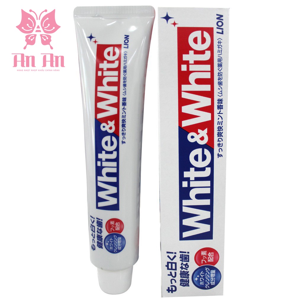 Kem đánh răng White & White Lion làm trắng răng , hơi thở thơm mát 150g Nhật Bản