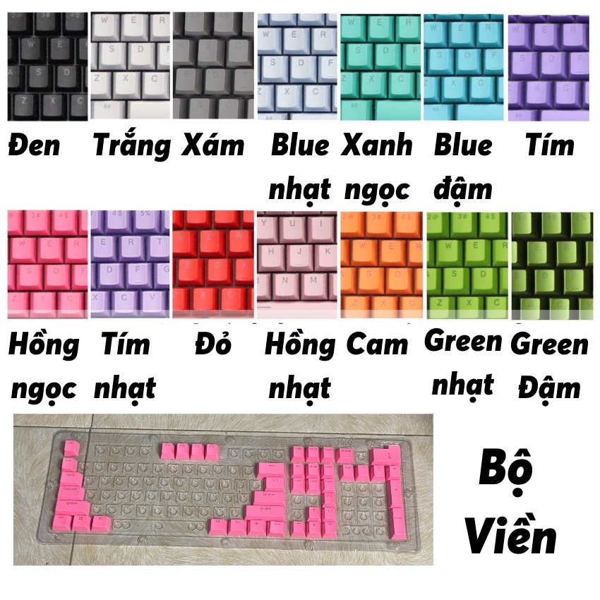 Bộ keycap xuyên led PBT cùng stem ABS, profile OEM, keycap double shoot giá rẻ, màu sắc đẹp, đa dạng, tự do chọn màu | BigBuy360 - bigbuy360.vn