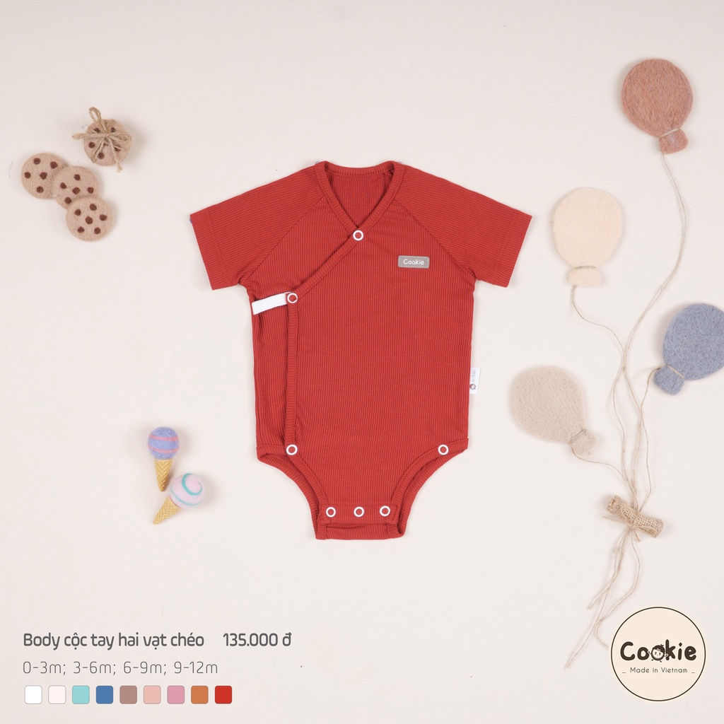 Bộ bodysuit cộc tay 2 vạt chéo cookie size 0-3m, 3-6m, 6-9m, 9-12m - ảnh sản phẩm 2