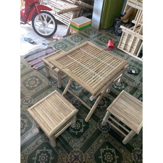 Bộ bàn ghế tre cà phê  mẩu 4 ghế ( bàn 50 vuông)