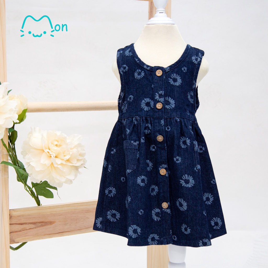 Váy bò bé gái họa tiết hoa phù hợp mặc nhà, đi học, đi chơi cho bé gái 2,3,4,5,6,7,8,9,10,11,12 tuổi MonBabies MV22706