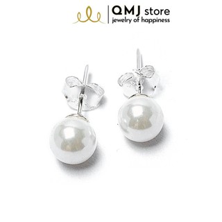 Bông tai ngọc trai nhân tạo bạc 925 phong cách cổ trang, duyên dáng đơn giản sang trọng QMJ - Q010