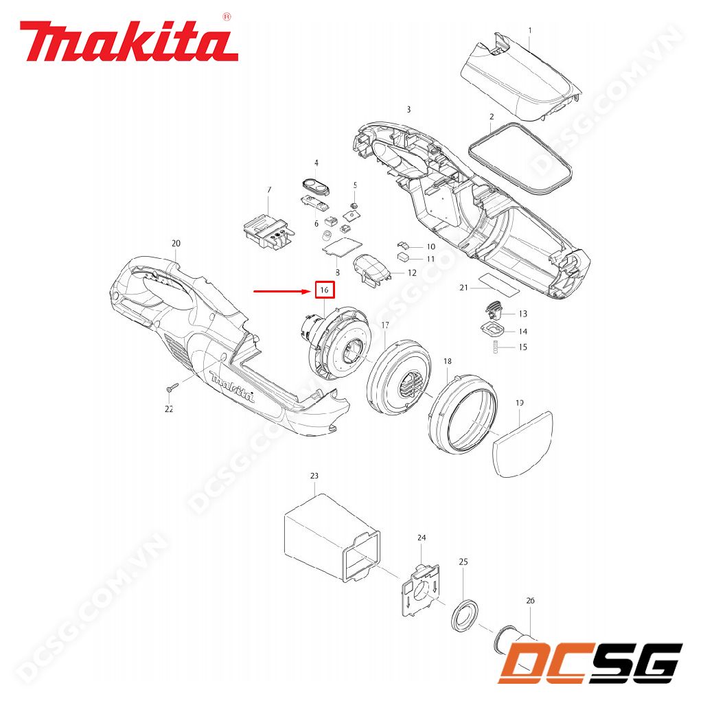 Motor máy hút bụi dùng pin 18V Makita DCL182 125932-1 | DCSG