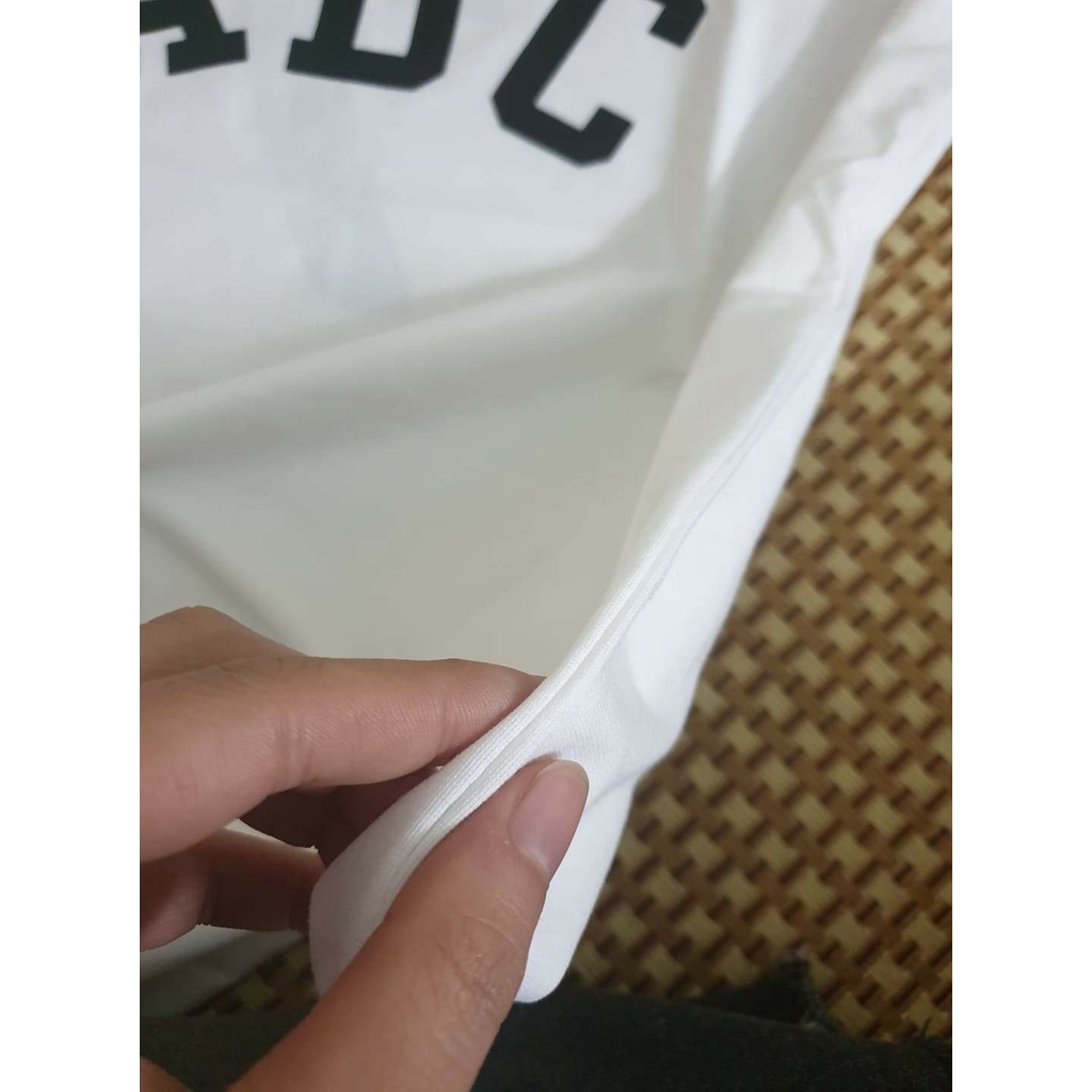 Áo thun tay lỡ in chữ ABC cổ xích chất Cotton nam nữ Unisex