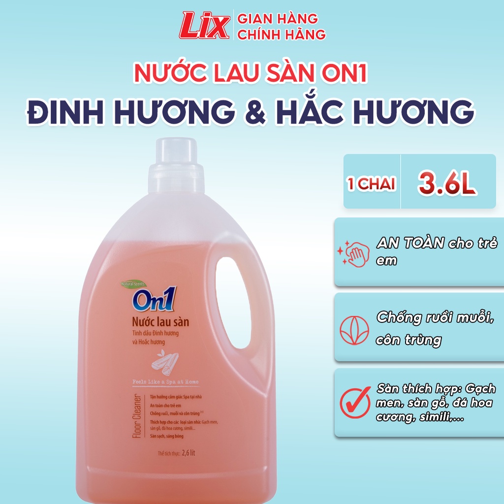 Nước lau sàn On1 tinh dầu Đinh hương và Hoắc hương 3,6L LH301 - Sàn sạch, sáng bóng